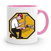 Kubek Różowy Prezent Dla Najlepszego Hydraulika Z Nadrukiem Ze Zdjęciem