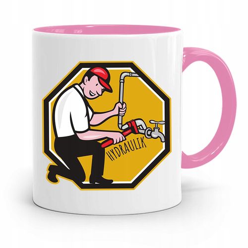 Kubek Różowy Prezent Dla Najlepszego Hydraulika Z Nadrukiem Ze Zdjęciem na Arena.pl