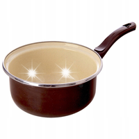 Rondelek EMALIOWANY rondel garnek z długim uchwytem tradycyjny 14 cm 620 ml