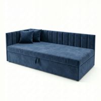 Łóżko z materacem SILEO 90/180 Tapczan jednoosobowy - granatowe