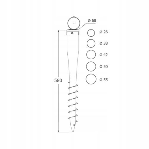 Podstawa słupa wkręcana do ziemi uniwersalna 68x550x1,8 Świder Kotwa na Arena.pl