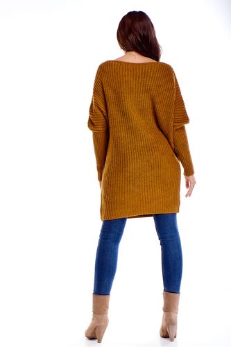 Długi oversize'owy sweter - Beżowy S/M na Arena.pl