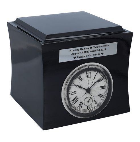 Symboliczna urna z grawerowanym zegarem Black/Design1/Plakietka na Arena.pl