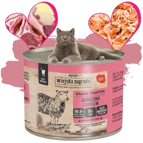 karma mokra dla kota jagnięcina z krylem 200g wiejska zagroda bez zbóż na Arena.pl