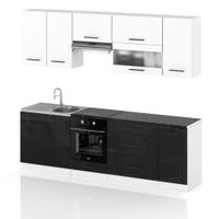 Meble Kuchenne Nowoczesne Kuchnia Marocco 2.6m Modułowa Białe Czarne Połysk