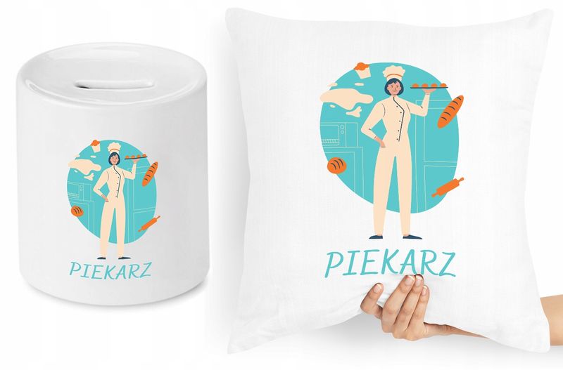 Dla Kucharza Zestaw Poduszka + Skarbonka Prezent Z Nadrukiem Ze Zdjęciem zdjęcie 1