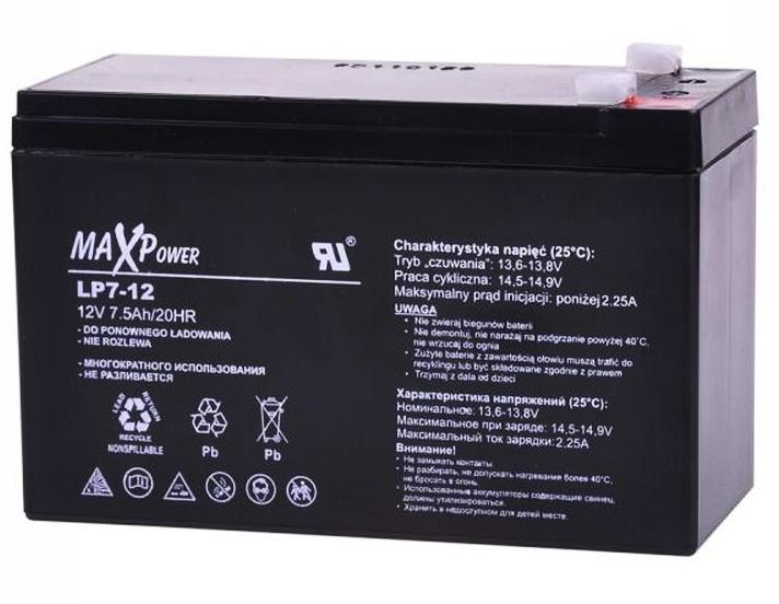 BAT0402 Akumulator żelowy 12V 7Ah MaxPower zdjęcie 2