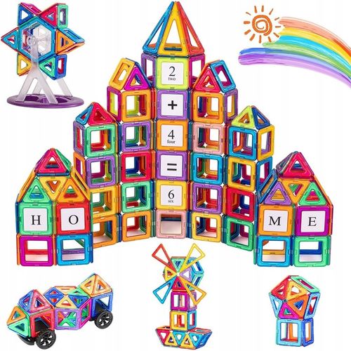 DUŻE KLOCKI MAGNETYCZNE KONSTRUKCYJNE EDUKACYJNE DLA DZIECI 3D 180ELE na Arena.pl