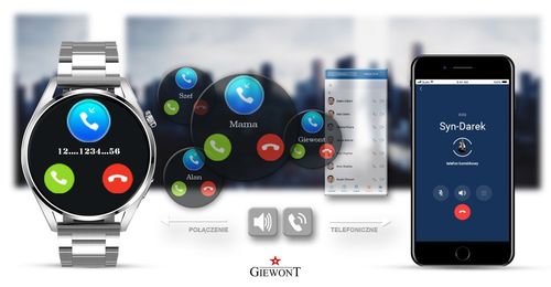 Smartwatch Giewont Vertex SmartCall GW450-5 Silver/Carbon Leather na Arena.pl