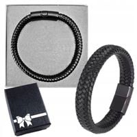 BRANSOLETKA MĘSKA SKÓRZANA PLECIONA 21CM SKÓRA PREZENT DLA NIEGO