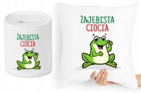 Dla Cioci Zestaw Poduszka + Skarbonka Prezent Z Nadrukiem Ze Zdjęciem