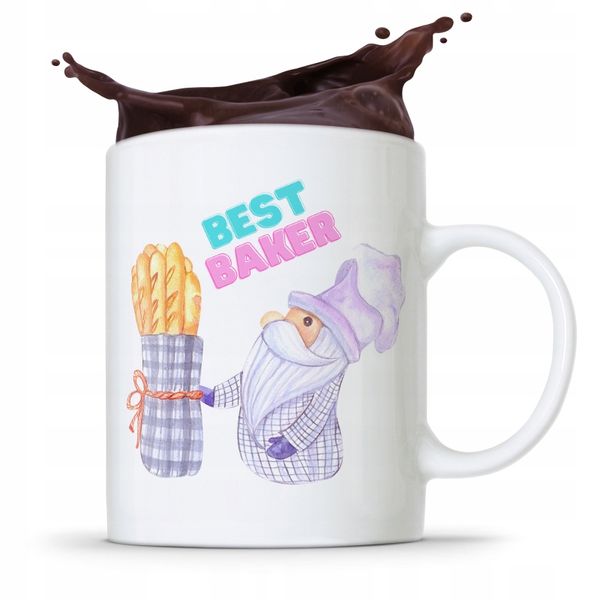 Kubek Prezent Dla Piekarza Cukiernika Best Baker Z Nadrukiem Ze Zdjęciem zdjęcie 1
