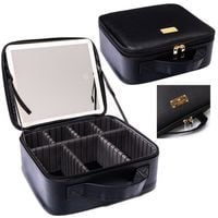 czarna szkatułka na biżuterię wykonana ze skóry ekologicznej