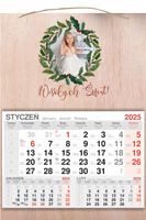 KALENDARZ 2025 jednodzielny DREWNIANY prezent na święta +zdjęcie twój tekst
