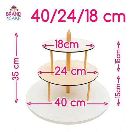 Stojak Stelaż na tort 3-piętrowy 40/24/18 cm Podkład pod tort Piętrowy na Arena.pl