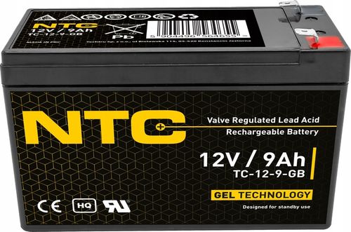 AKUMULATOR ŻELOWY BEZOBSŁUGOWY NTC 12V 9Ah (wymiar 7Ah, 7.5Ah, 9Ah, 10Ah) na Arena.pl