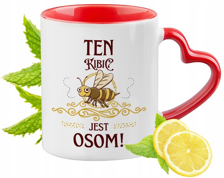 Kubek Dla Kibica Czerwony Z Uszkiem W Kształcie Serca Na Prezent zdjęcie 1