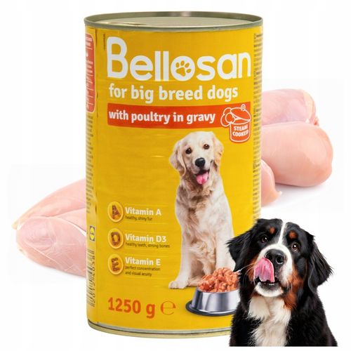 MOKRA KARMA PUSZKA Z KURCZAKIEM W SOSIE DLA PSA DUŻYCH RAS 12x1250G na Arena.pl