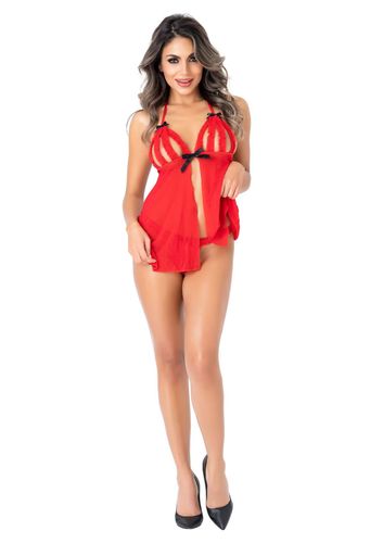 peek-a-boo ruffle babydoll red na Arena.pl