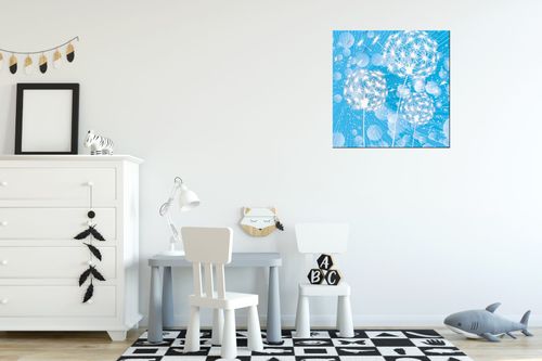 Obraz 40X40 Dmuchawce Abstrakcja Błękitne Tle na Arena.pl