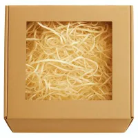 Pudełko Fasonowe z okienkiem 20 x 20 x 10 cm + Wełna Drzewna