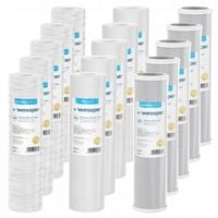 Zestaw filtrów wkładów do filtracji wstępnej węglowy PP sznurkowy 15