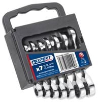 zestaw kluczy płasko-oczkowych, krótkich z grzechotką, 7szt - fc/e111104