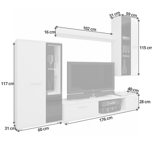 Meblościanka Samba + komoda Biała na Arena.pl