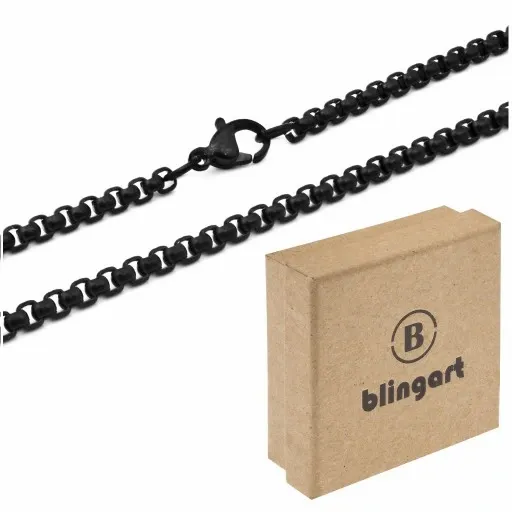 Łańcuszek damski oczkowy splot Ankier czarny zdjęcie 1