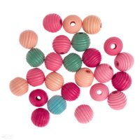 DREWNIANE KORALIKI, FREZOWANEI 15 MM, 25 SZT. 8455