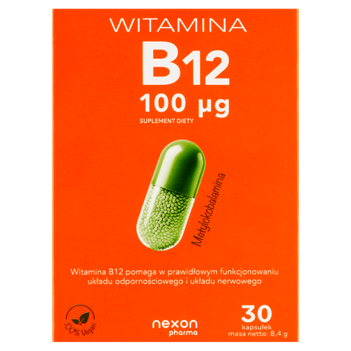 Nexon Witamina B12 100μg wspiera prawidłowe funkcjonowanie organizmu 30 kaps. na Arena.pl