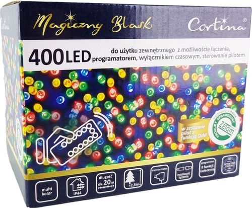 LAMPKI CHOINKOWE 400 LED TIMER STEROWANIE PILOTEM PROGRAMY TIMER ZEWNĘTRZNE na Arena.pl