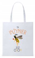 Torba Biała Eco Shopper Dla Inżyniera Prezent Z Nadrukiem Ze Zdjęciem
