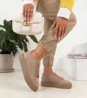 Beżowe Skórzane Sneakersy Na Platformie Filippo 36