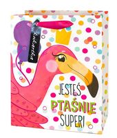 Torebka na prezent zwierzęta - flaming - XL