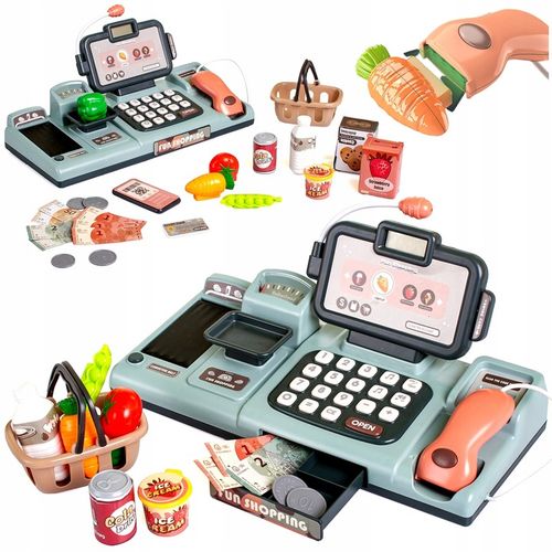 INTERAKTYWNA Kasa sklepowa fiskalna AKTYWNY SKANER waga dźwięki SKLEP na Arena.pl