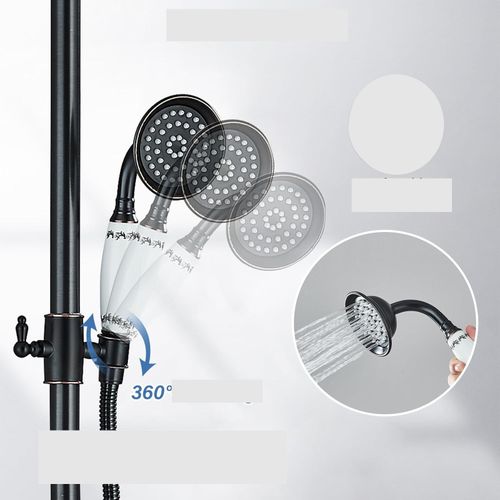 System prysznicowy Sugu czarny z ruchomym ramieniem i wężem 150 cm na Arena.pl