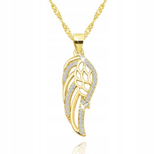 SREBRNY NASZYJNIK SKRZYDŁO ŁAŃCUSZEK Z ZAWIESZKĄ DAMSKI SREBRO POZŁACANE na Arena.pl