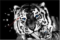 60CM 40CM ZEGAR OBRAZ TYGRYSY DRUK PŁÓTNO RAMA