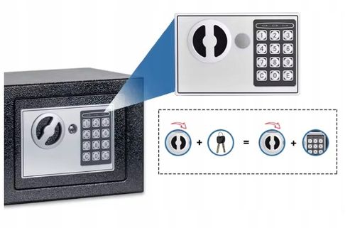 SEJF DOMOWY STALOWY KASETKA ZAMEK ELEKTRONICZNY CYFROWY SZYFR KLUCZ SOLIDNY na Arena.pl