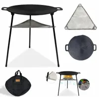 PRZENOŚNY GRILL ŻELIWNA PŁYTKA DO GRILLOWANIA Z UCHWYTAMI NA WĘGIEL KEMPING