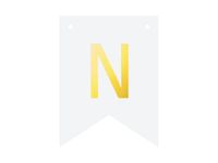 Baner DIY, 16 cm, biały, literka "N" [stwórz swój baner]