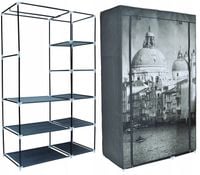 SZAFA TEKSTYLNA DUŻA GARDEROBA REGAŁ Z PÓŁKAMI WIESZAKIEM ORGANIZER