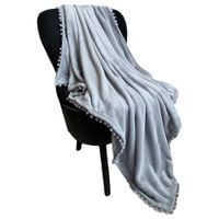 Koc Pluszowy z Pomponami 130x160 cm Szary