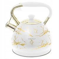 Czajnik stalowy nierdzewny DARIO 3,0 l biały mat złoty wzór dekor indukcja gaz