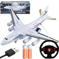 DUŻY SAMOLOT PASAŻERSKI ZDALNIE STEROWANY DLA DZIECI ŚWIECI LED NA PILOT