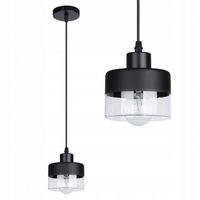 LAMPA WISZĄCA LOFT LED E27 CZARNA STAL SZKŁO IP20