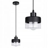 LAMPA WISZĄCA LOFT LED E27 CZARNA STAL SZKŁO IP20