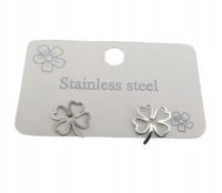 Piękne kolczyki stal chirurgiczna czterolistna koniczynka kolor srebrny