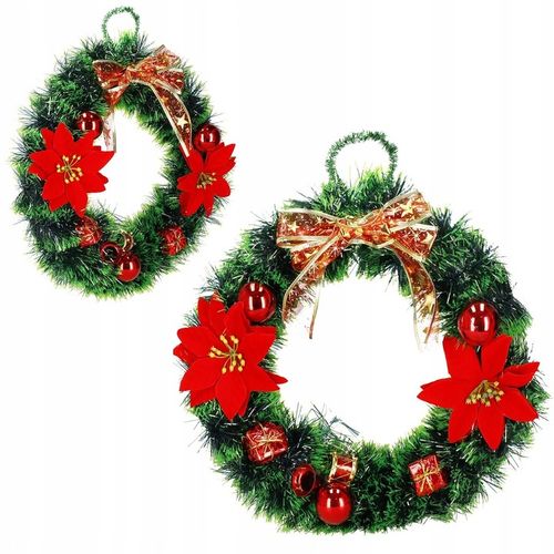WIENIEC ŚWIĄTECZNY STROIK WIANEK NA DRZWI 35cm DUŻY PIĘKNY DEKORACJA OZDOBA na Arena.pl